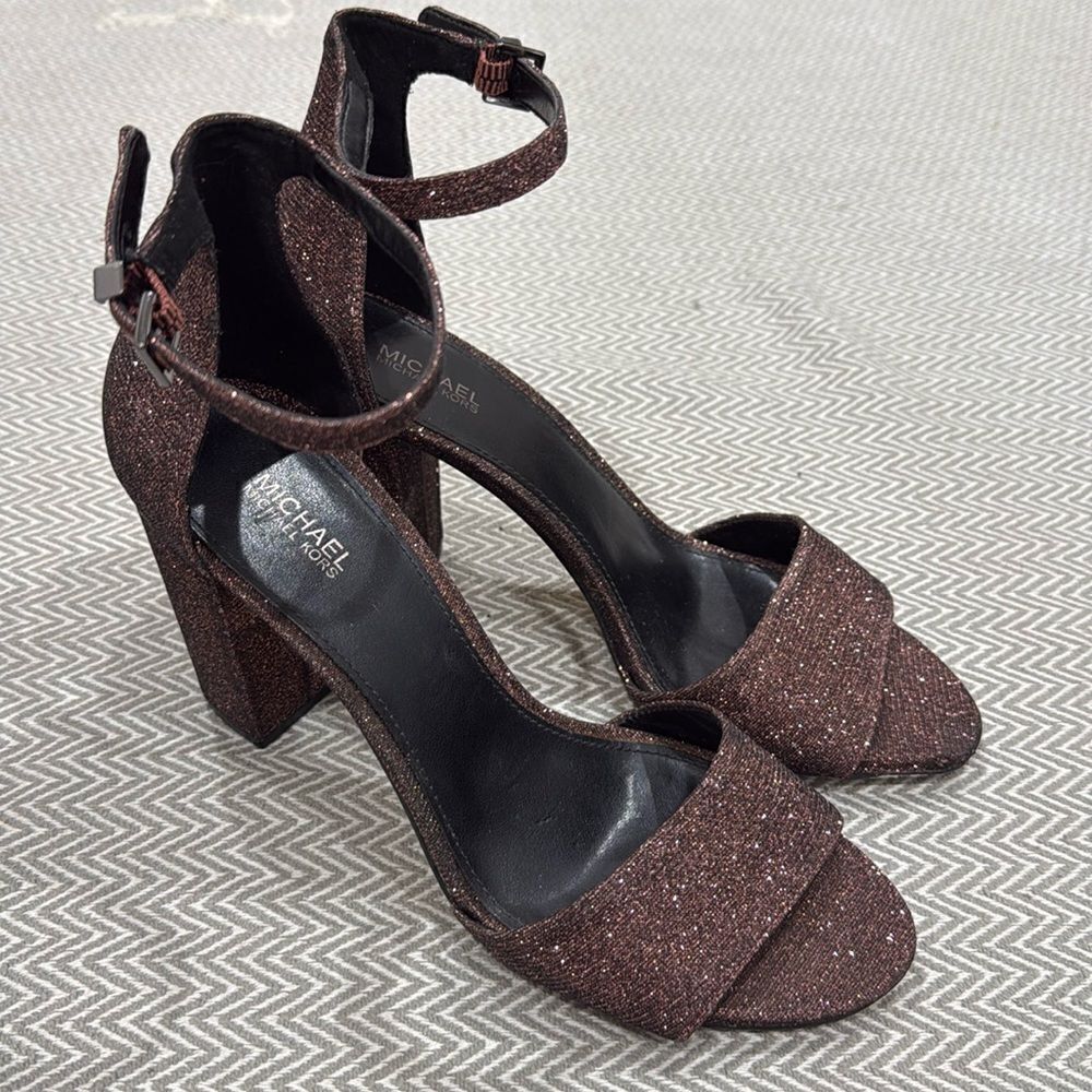 Michael Kors Shiny Brown Leela Heel Size 9